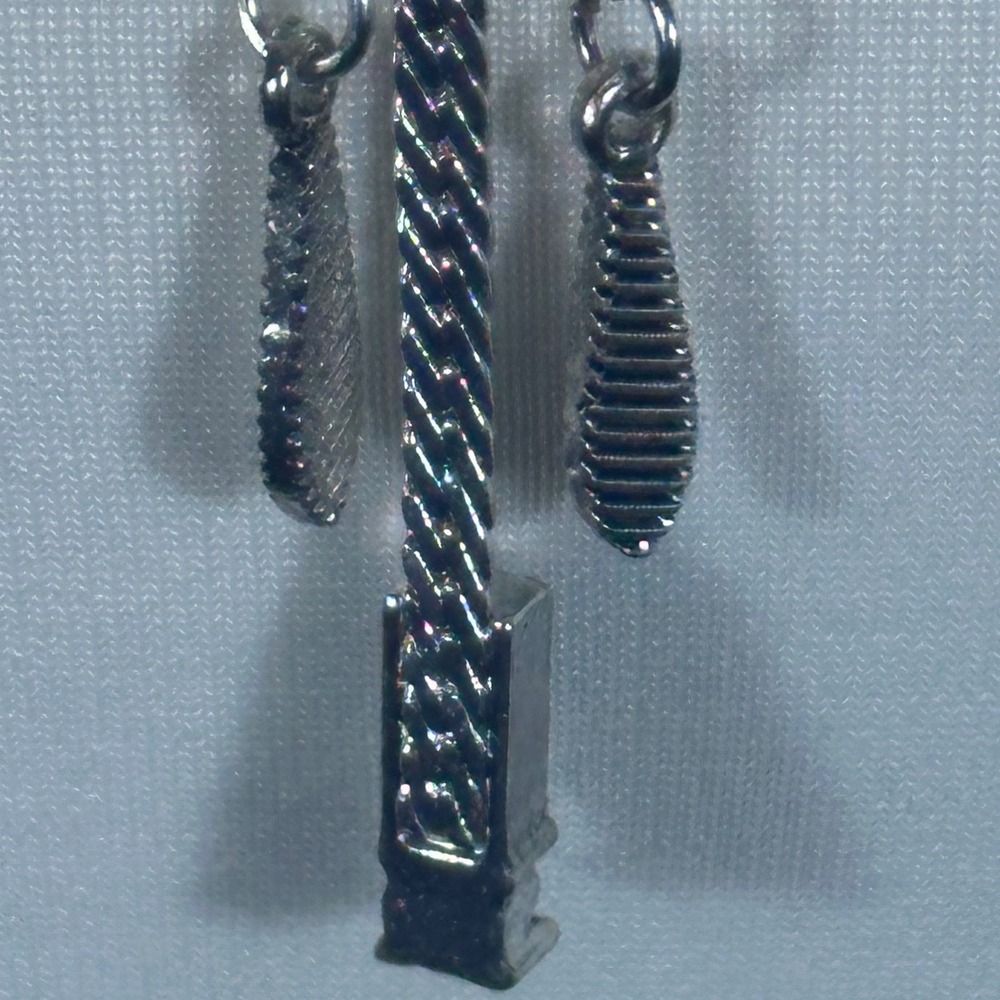 Free People Syrus Necklace‎ NWT OS Silver Black Cabochon Multi-Strand Drop - Picture 4 of 8